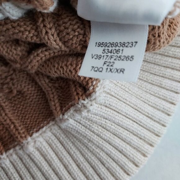 Lands' End Size 1X Cotton Cable Knit Button Down Cardigan Sweater - Picture 7 of 13